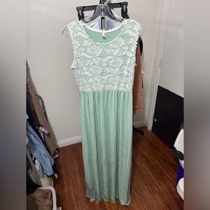 Pink blush Elegant Lace Mint Green Dress